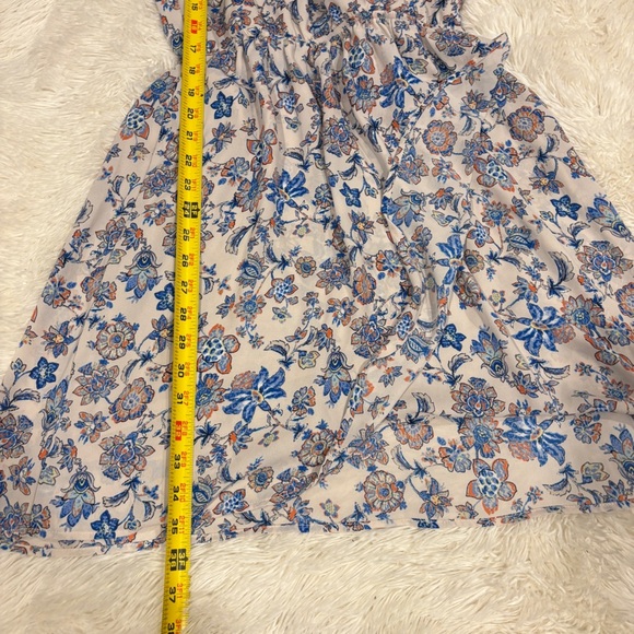 Lush Cream Blue Floral Wrap Top Summer Dress woman’s Size M - Picture 3 of 10